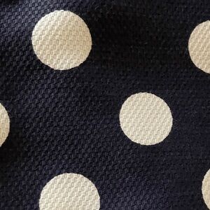 Navy/white fabric  polka dot on seersucker textured cotton never used. 60”